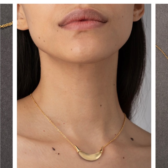 Alexis Bittar Gold Capped Crescent Lucite Necklace- Gold - Picture 2 of 4